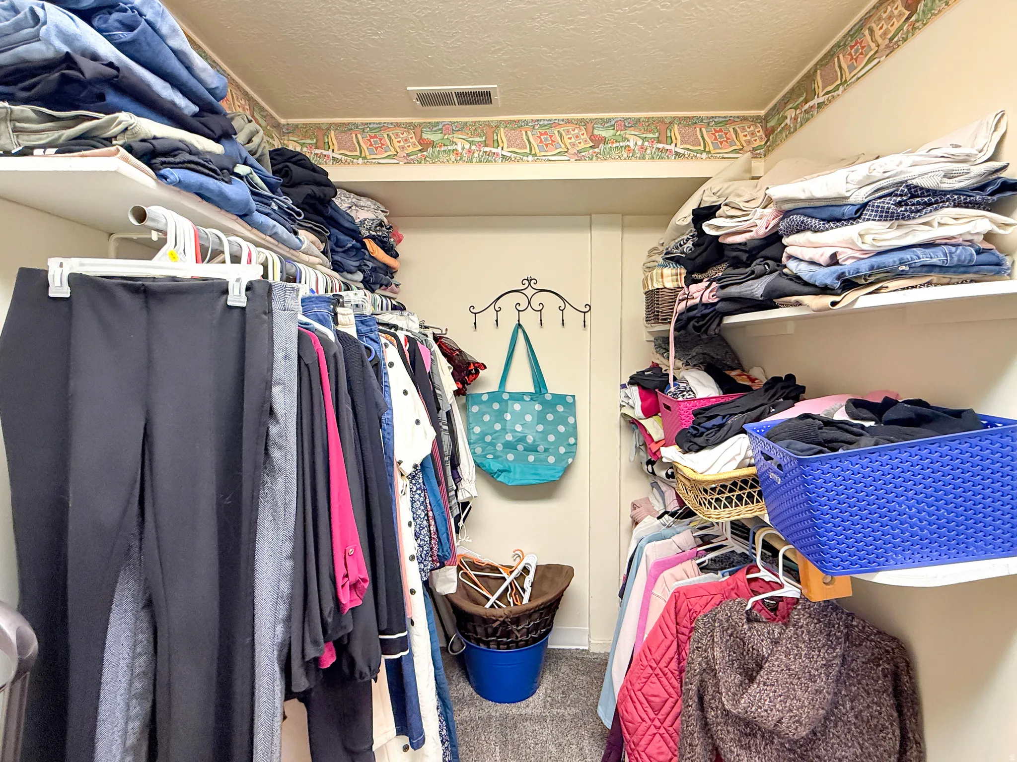 Walk in closet with carpet flooring