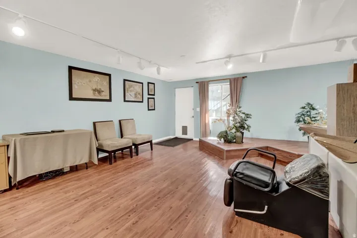 Living area with track lighting