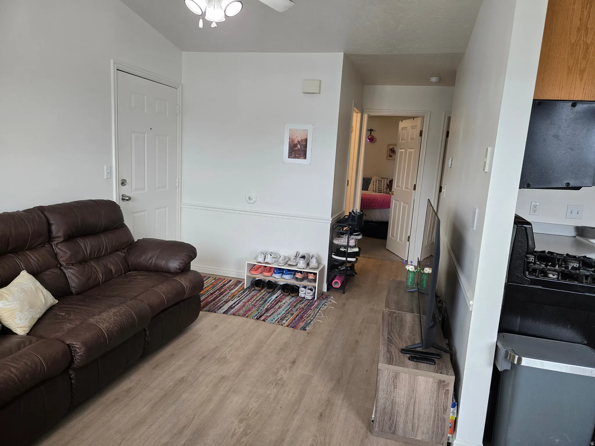 Living room with light wood finished floors