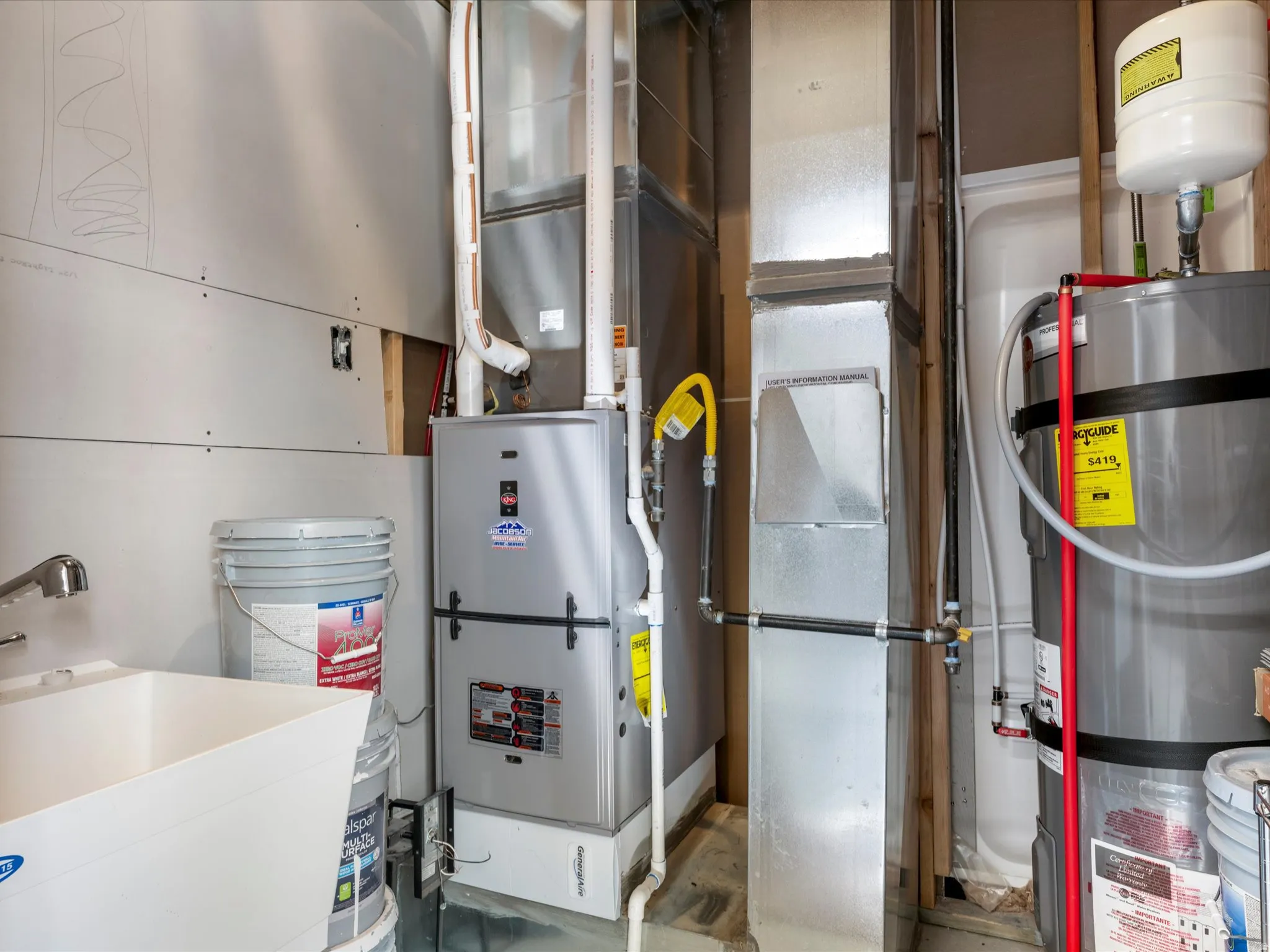 Utilities with secured water heater and heating unit