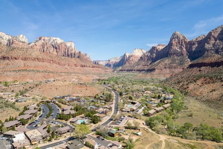 Mountain view with nearby suburban area
