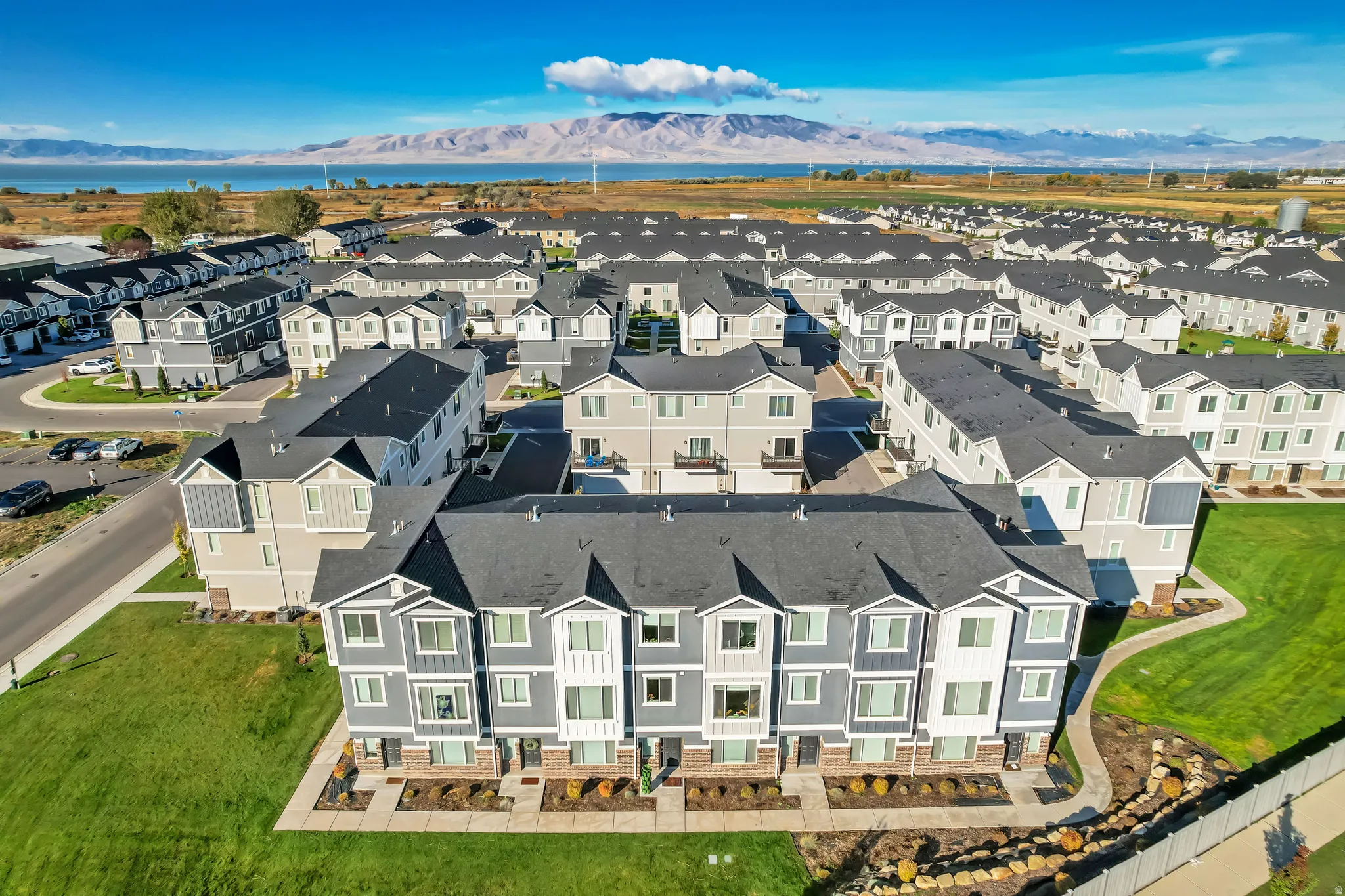 Drone/aerial view of mountainous background