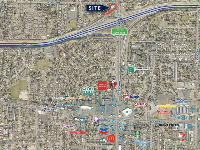 Aerial map of property and surrounding area