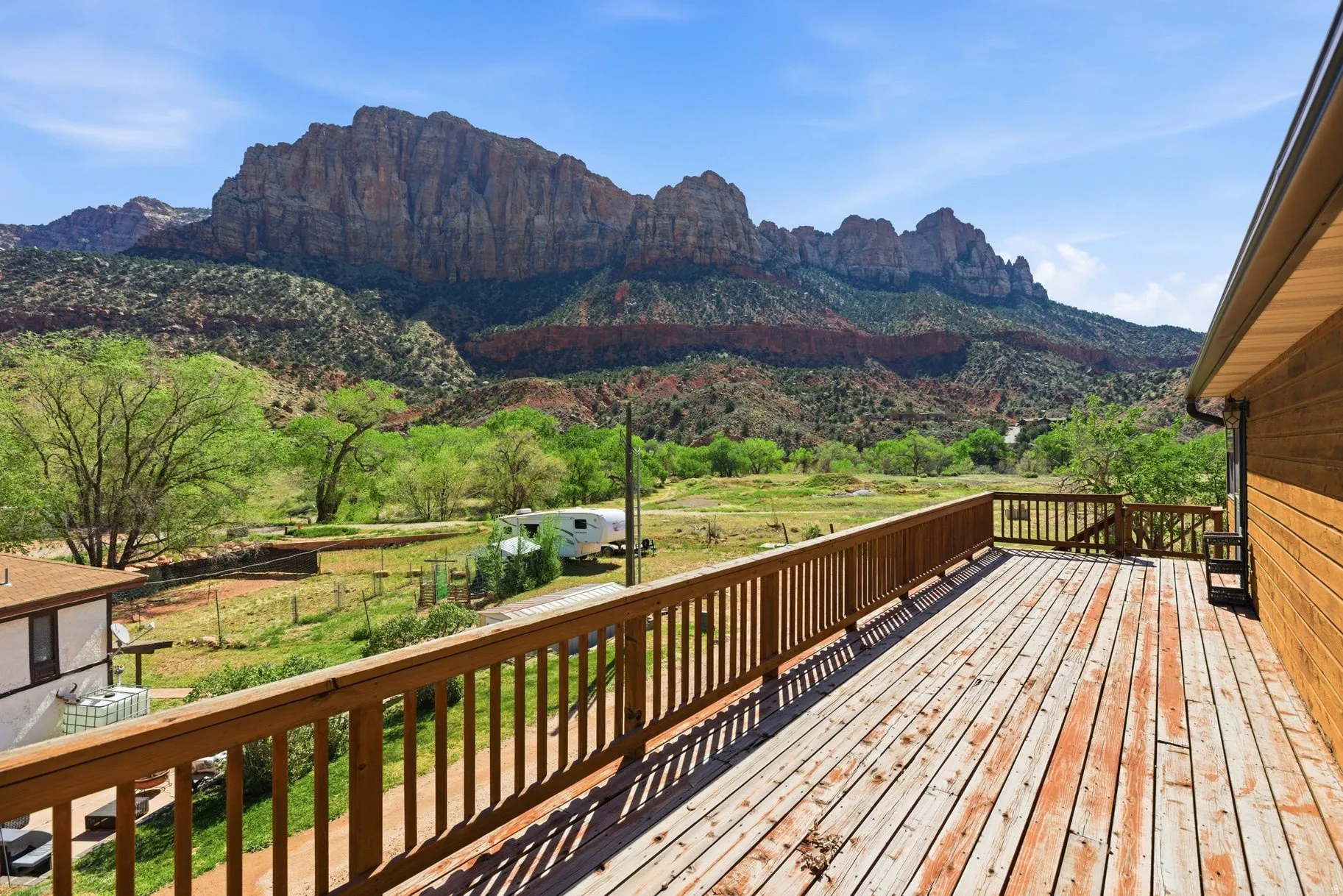 Deck with a mountain view