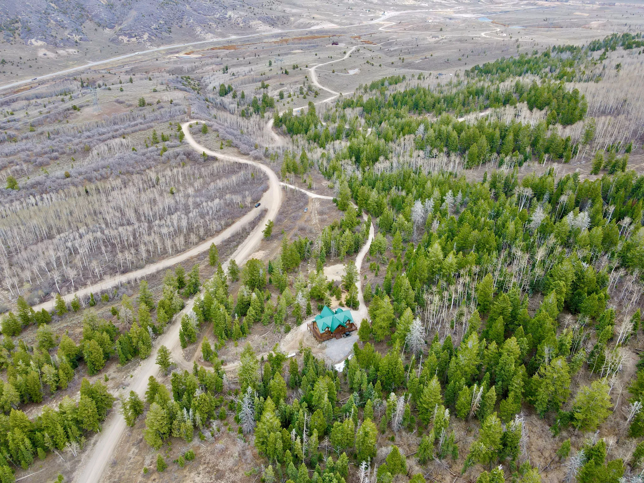 Overview of rural landscape with extensive farmland