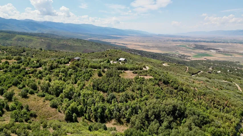 Bird's eye view of a mountainous background
