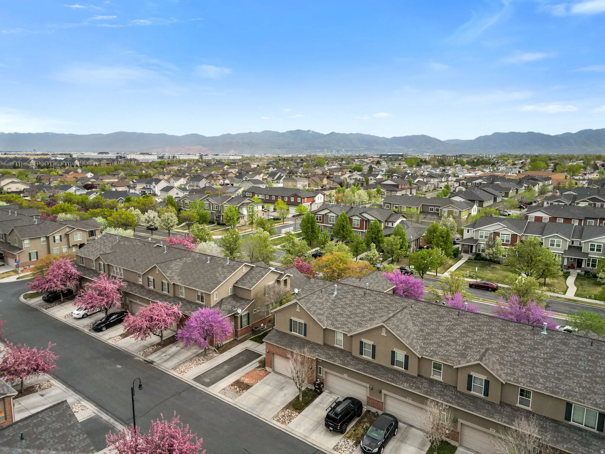 Drone / aerial view of a mountain backdrop