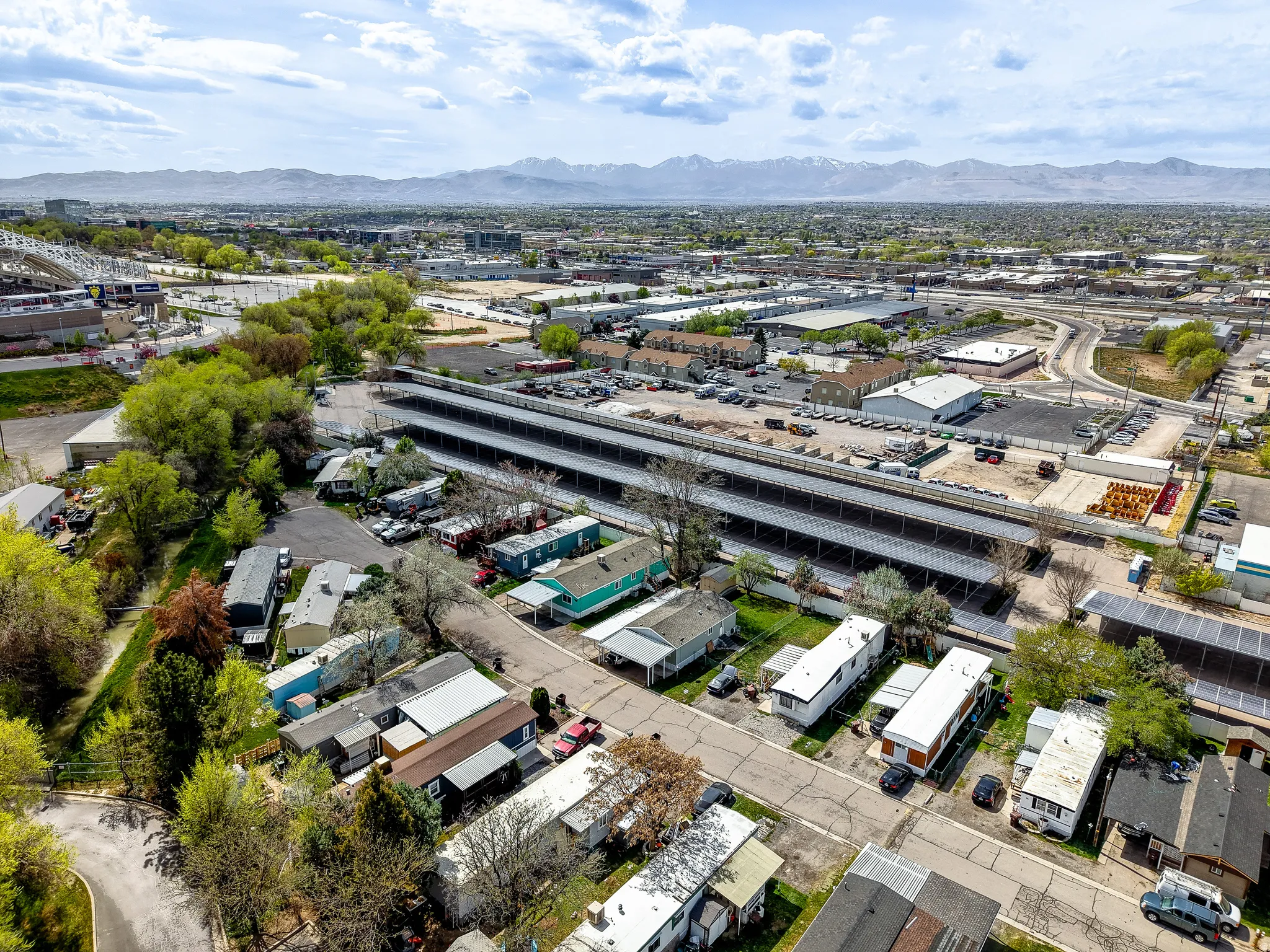 Bird's eye view of a mountainous background