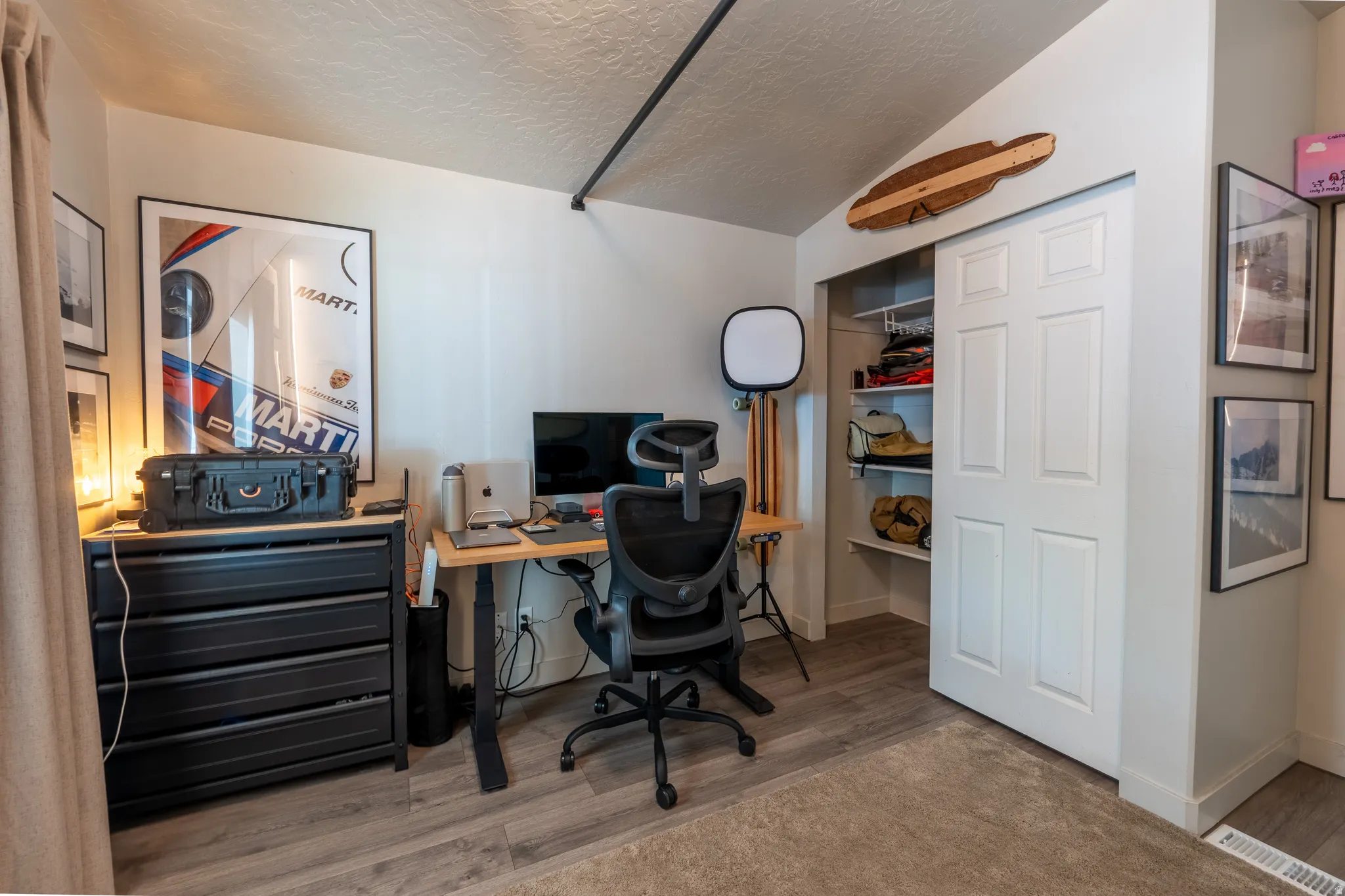 Office area with light wood finished floors