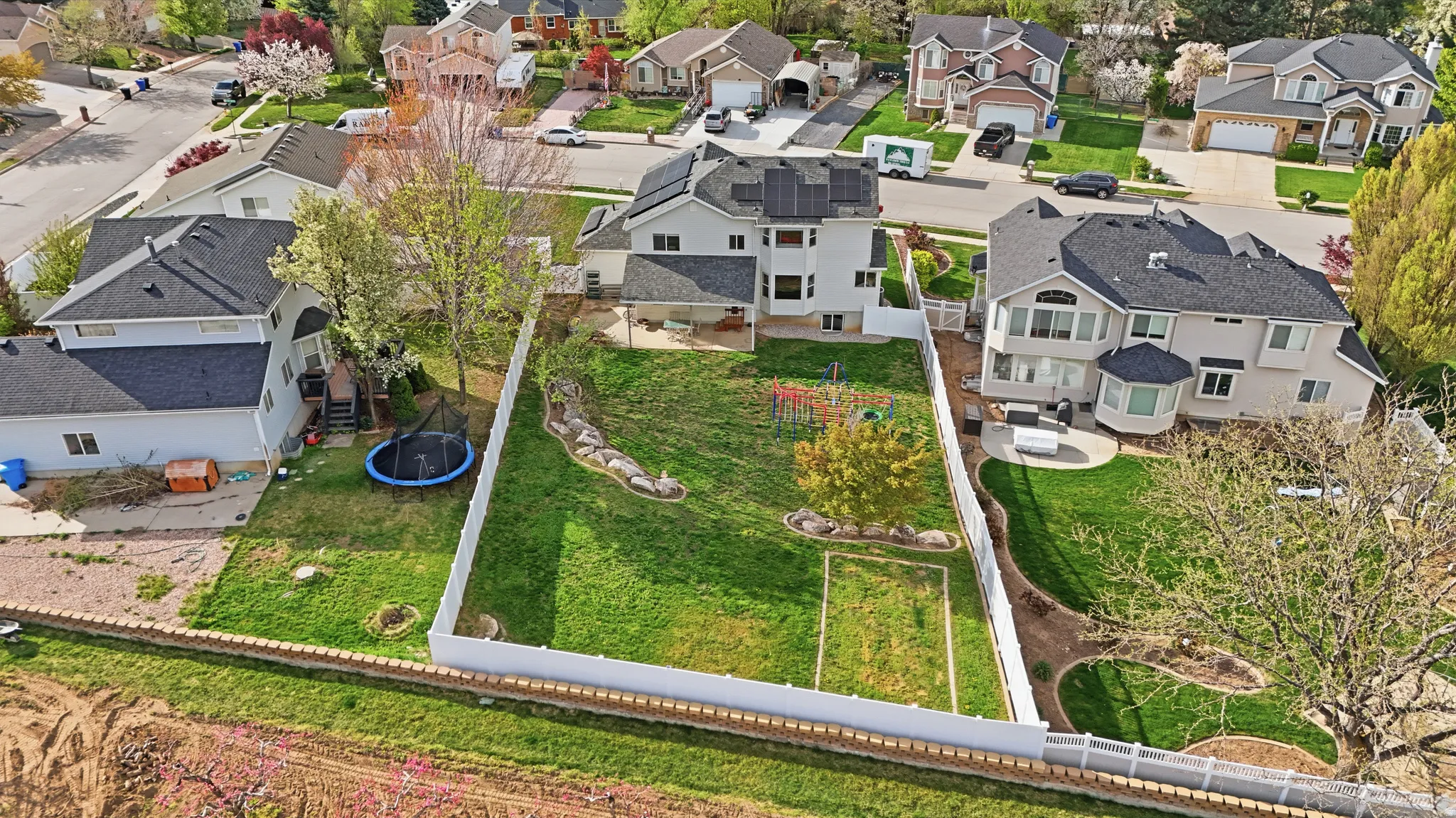 Aerial perspective of suburban area