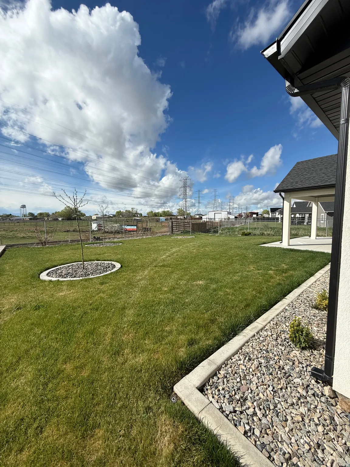 Fenced yard with a patio