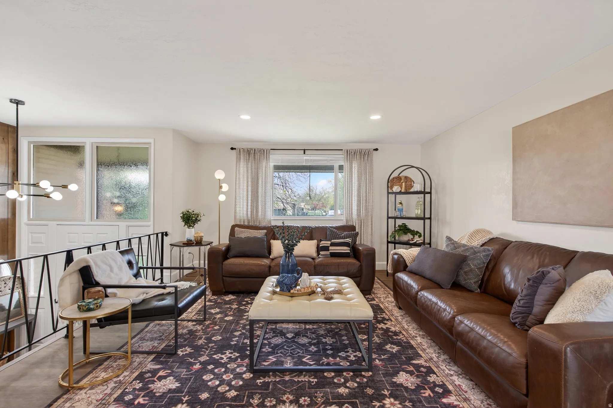 Living room with recessed lighting