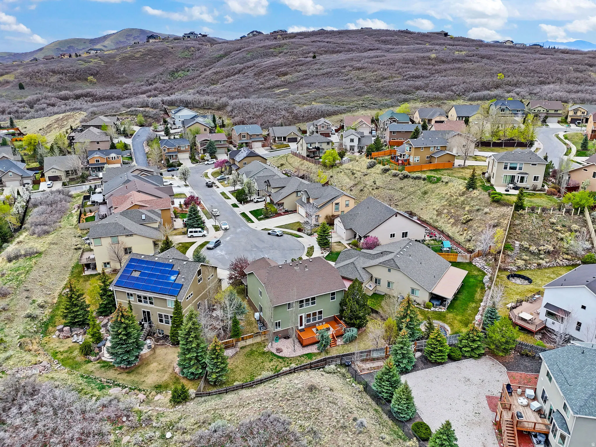 Aerial perspective of suburban area