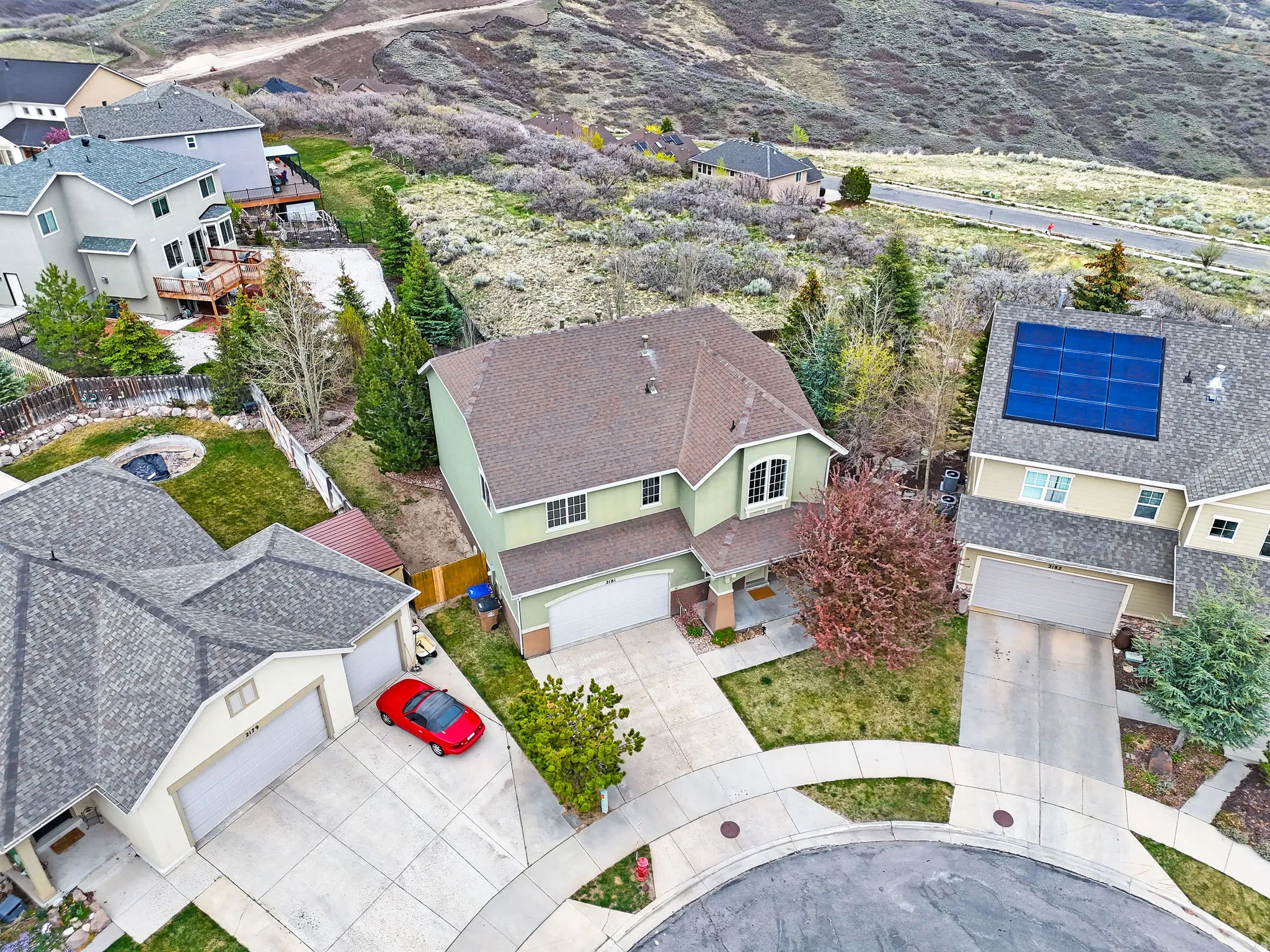 Aerial view of residential area
