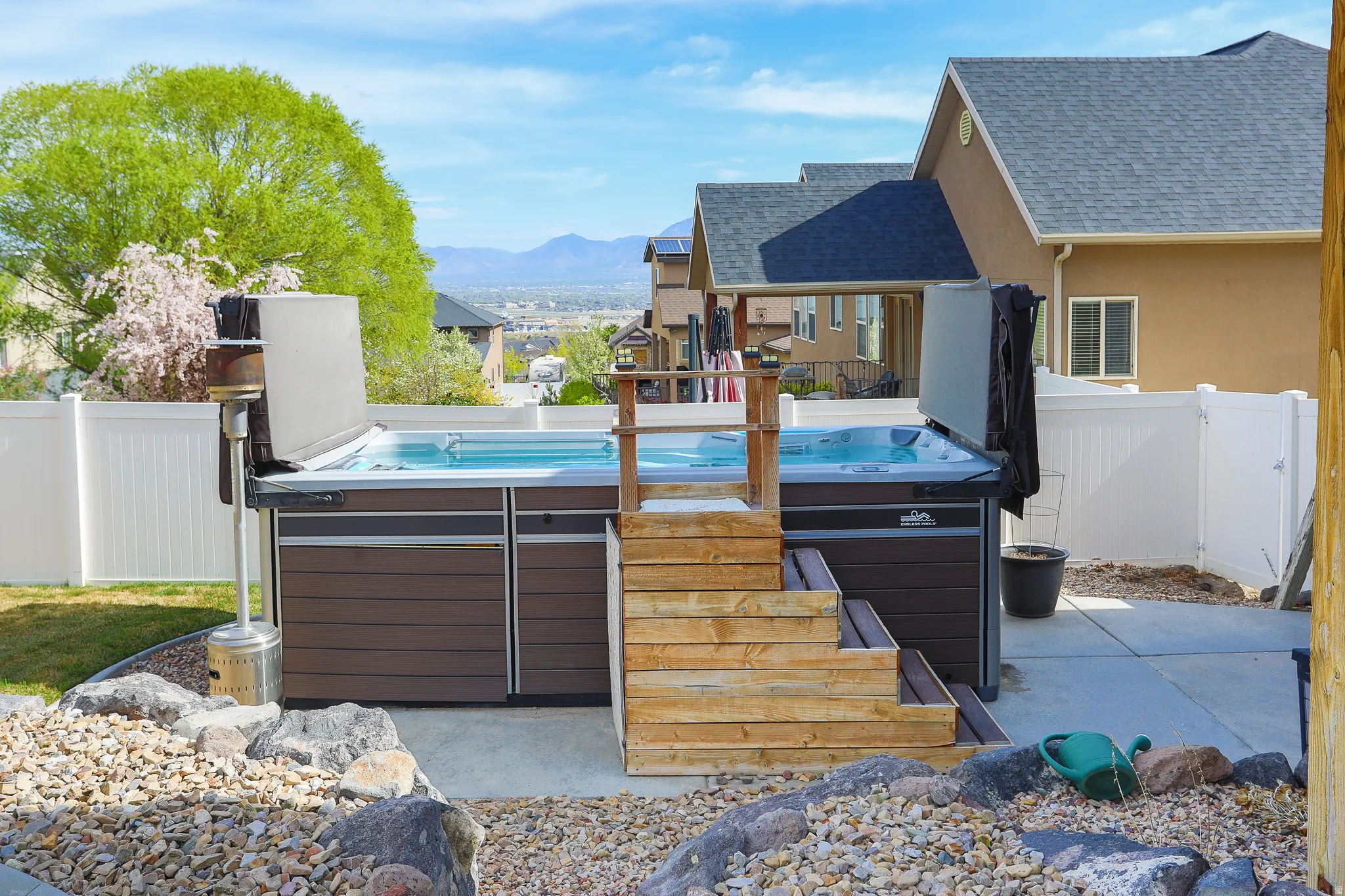 Ah yes. The swim spa. Seriously. Part hot-tub/Part Olympics training ground.