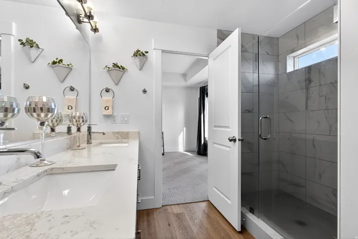 primary bedroom bathroom with shower