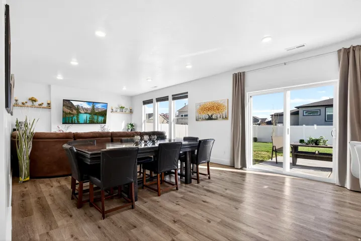 sliding door to backyard off dining open living space