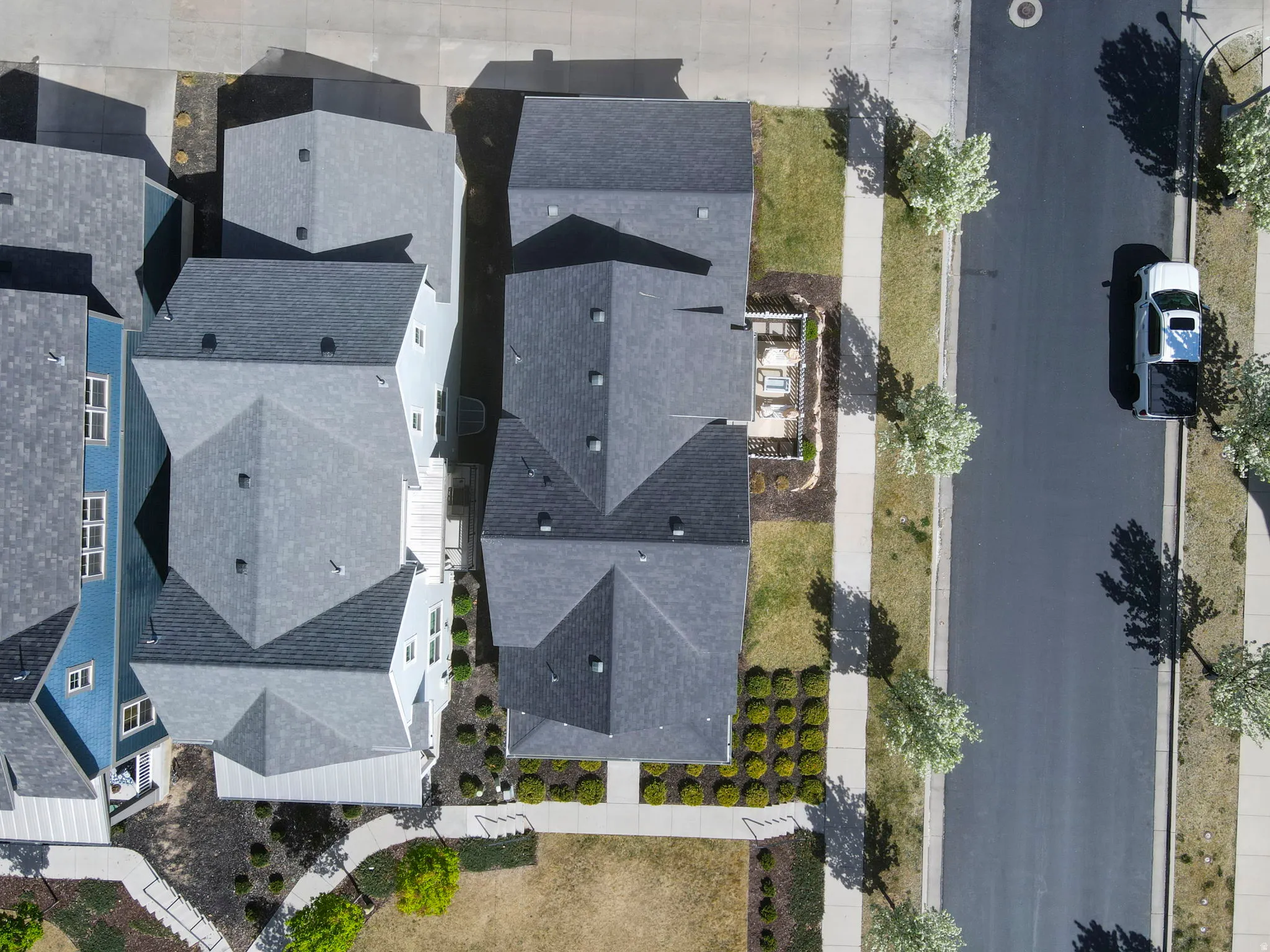 Overhead view of home and patio