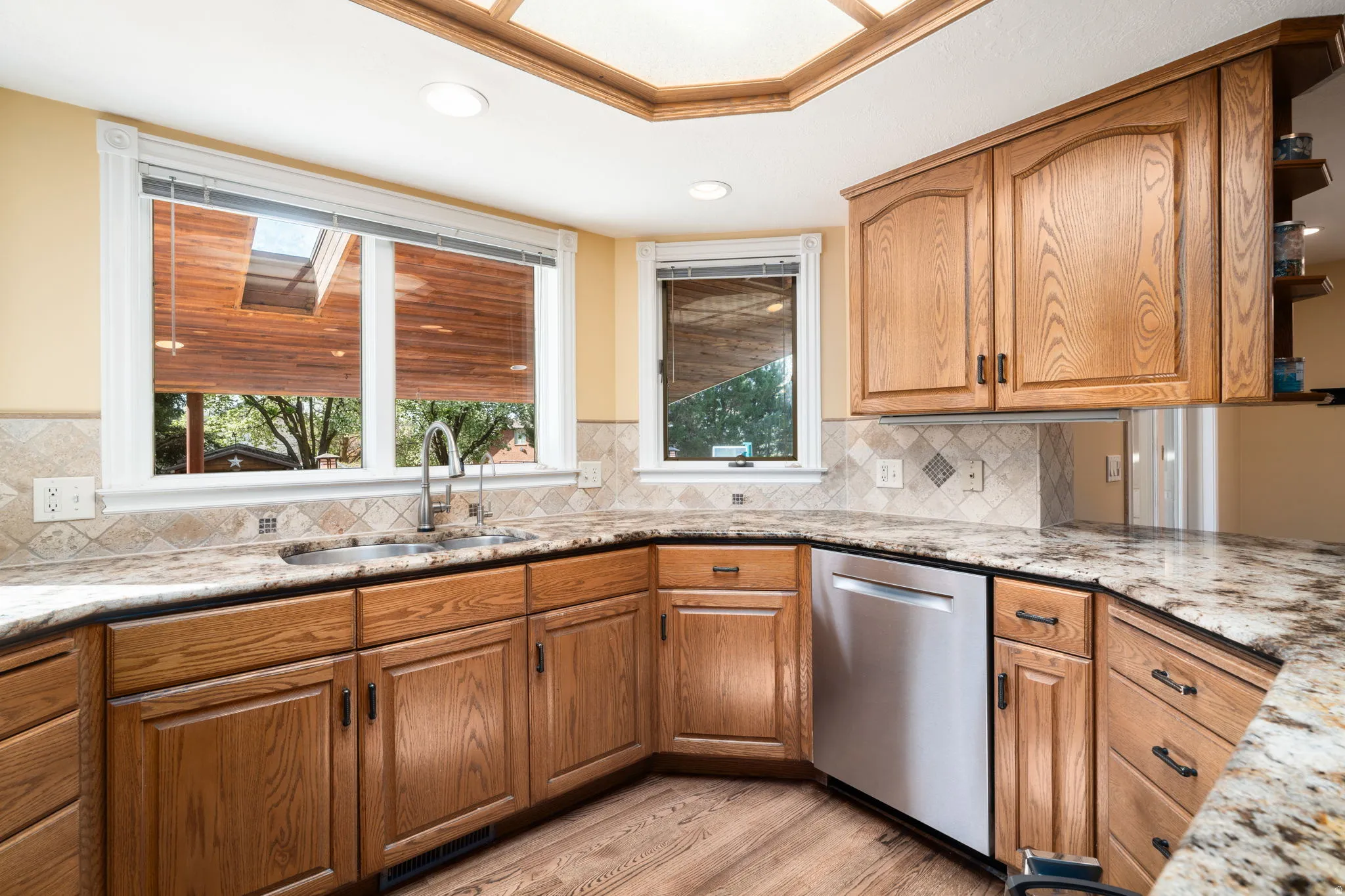 Enjoy the beautiful backyard from your kitchen windows