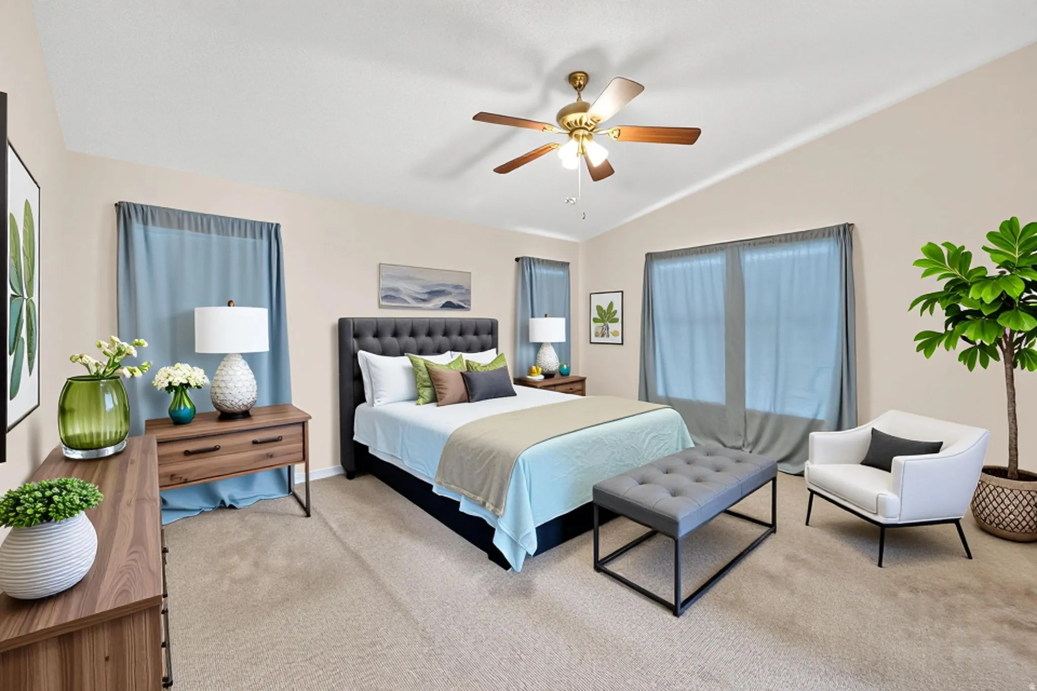 virtually staged primary bedroom