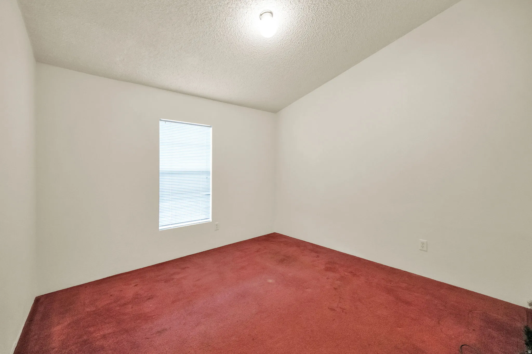 Unfurnished bedroom with a textured ceiling and carpet
