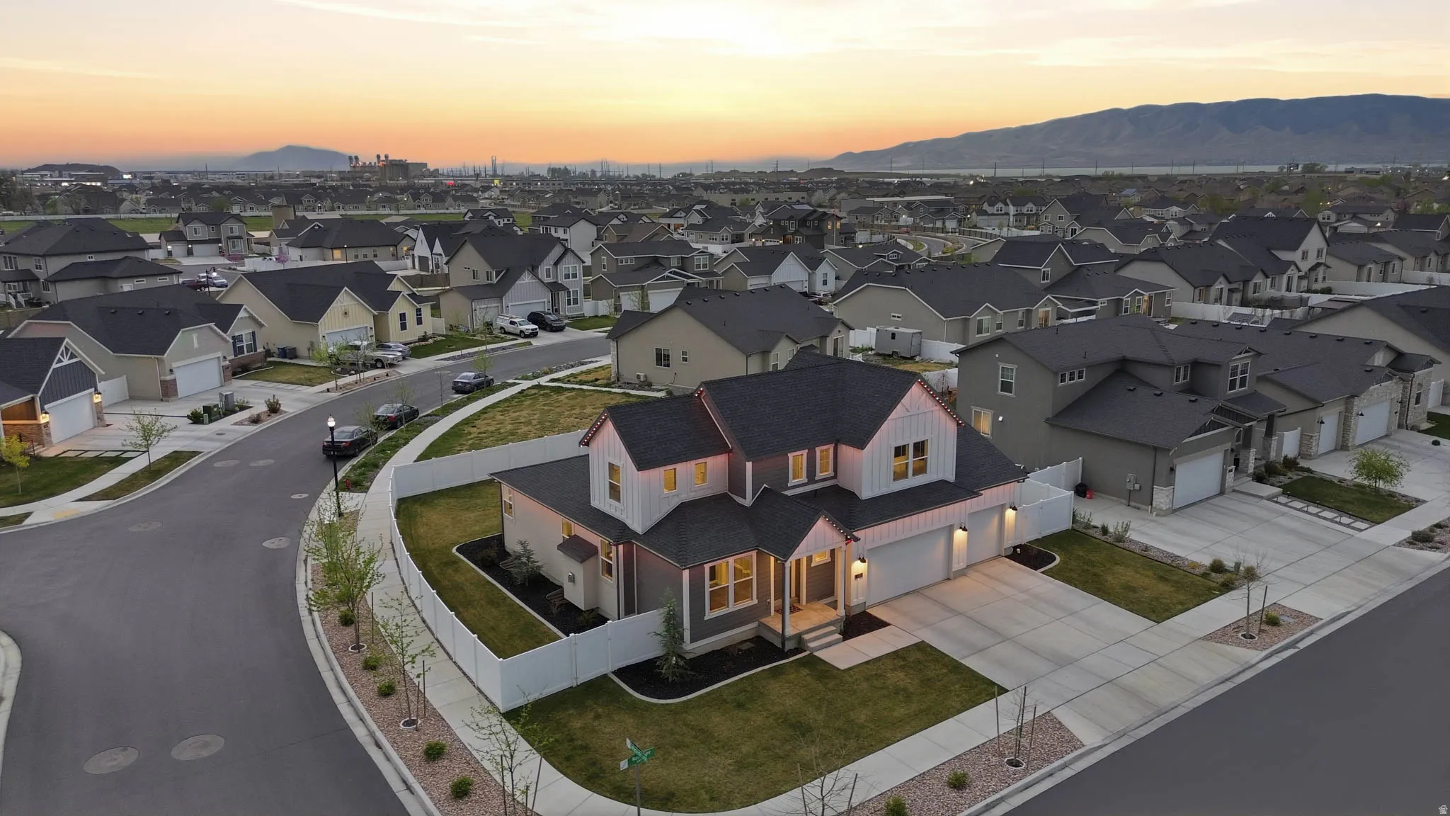 Drone / aerial view of a mountain backdrop