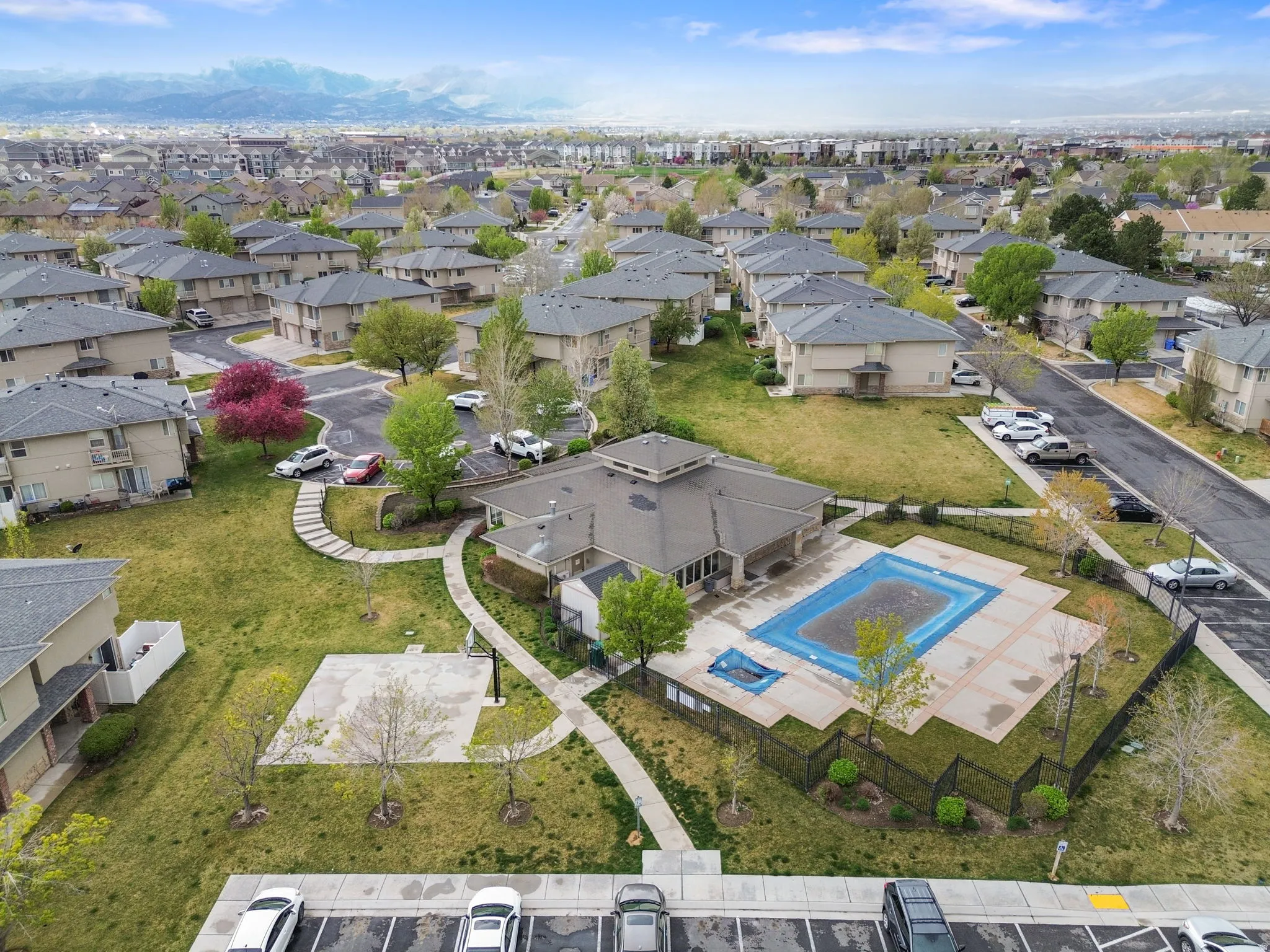 Aerial perspective of suburban area
