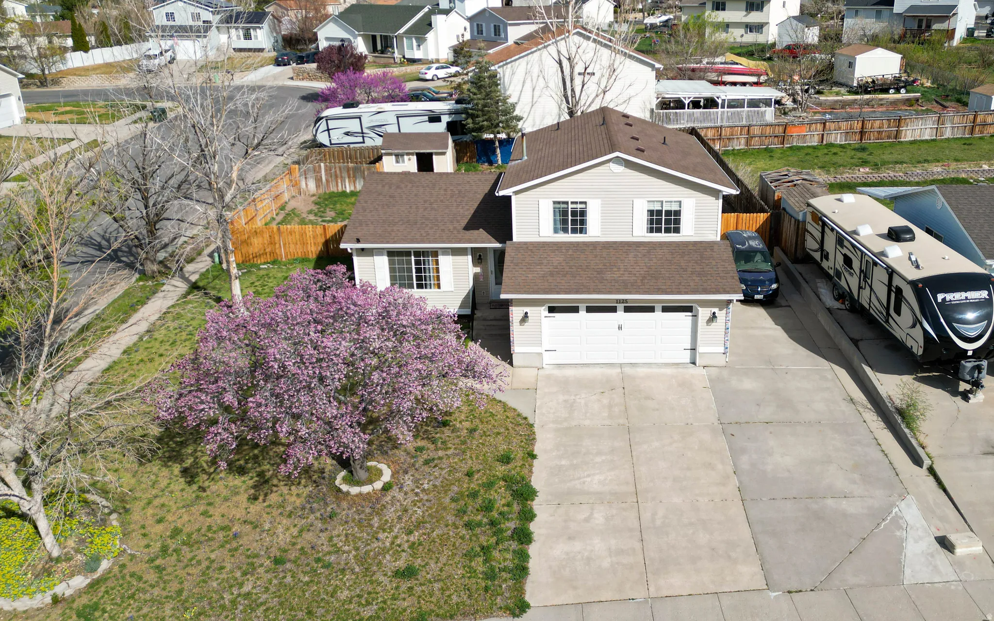 Aerial view of residential area