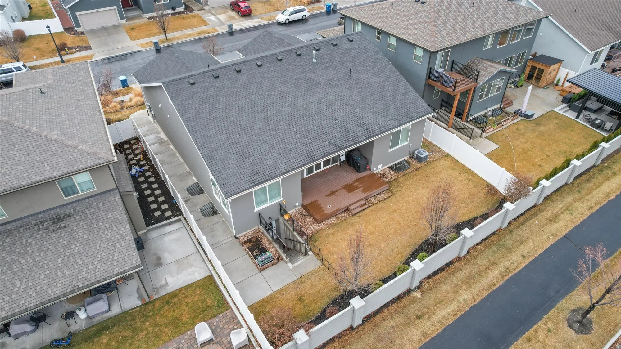 Aerial view of residential area