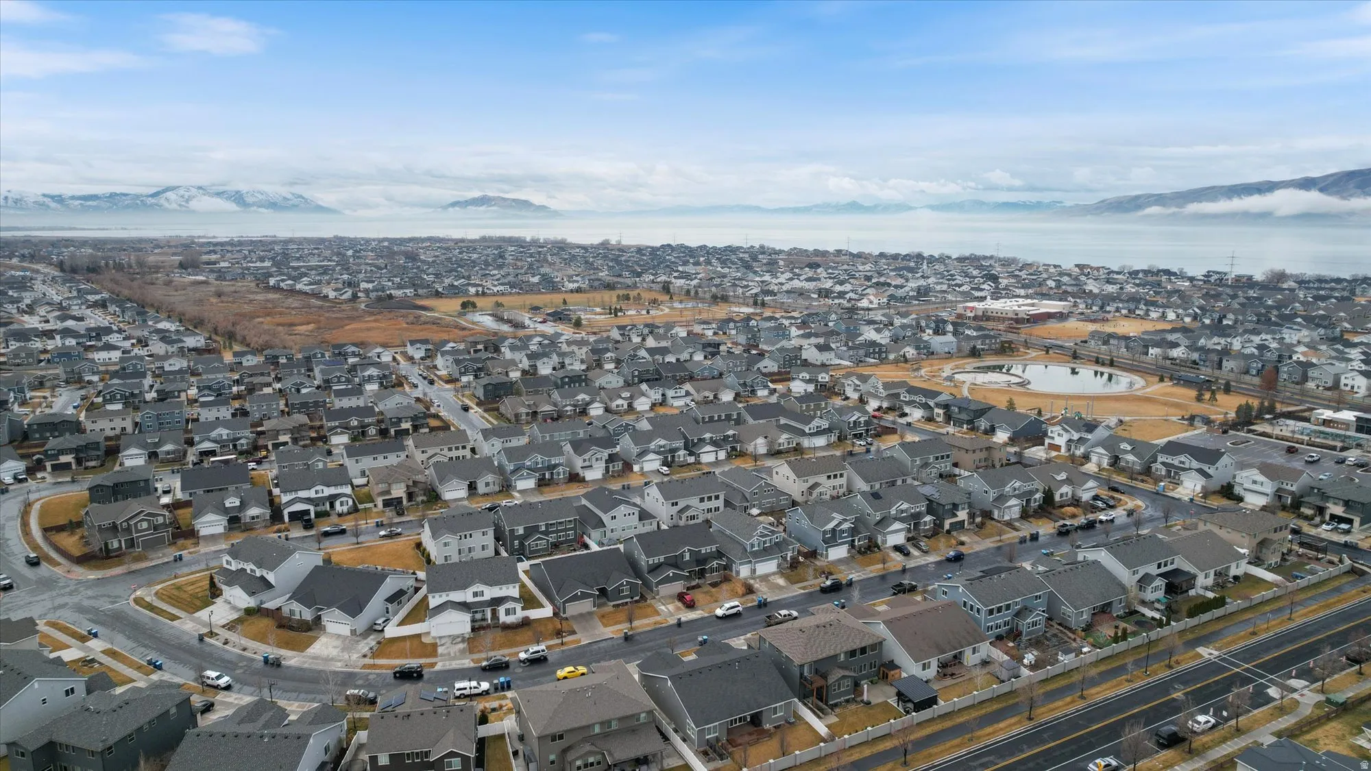 Aerial view of residential area