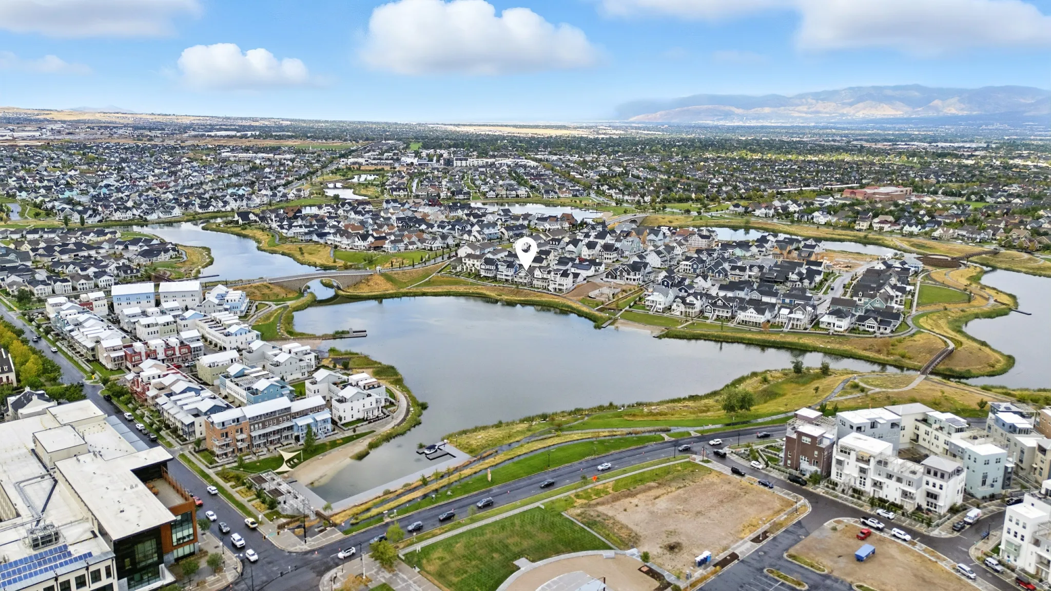 Drone / aerial view of a nearby body of water