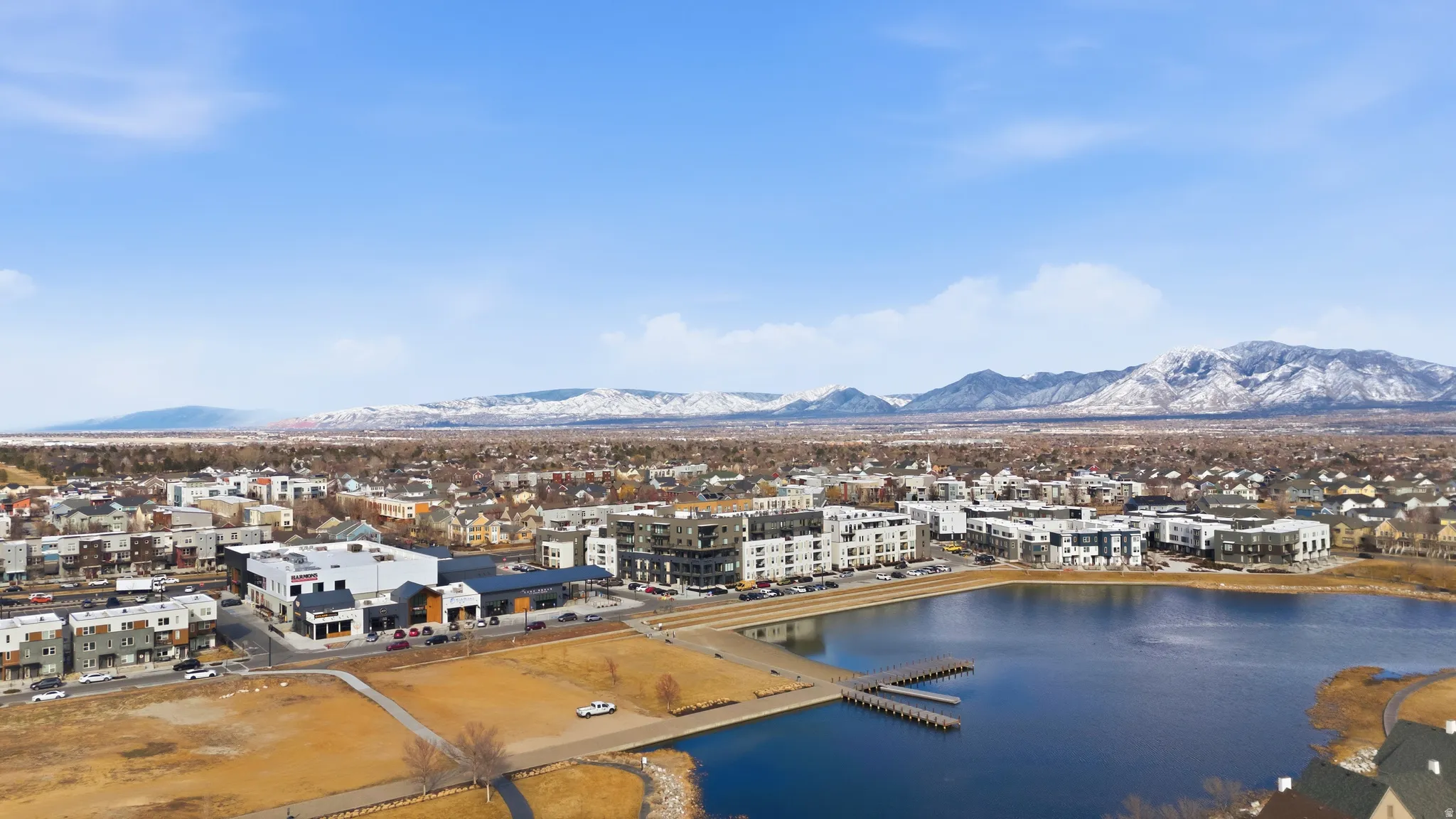 Drone / aerial view of a water and mountain view