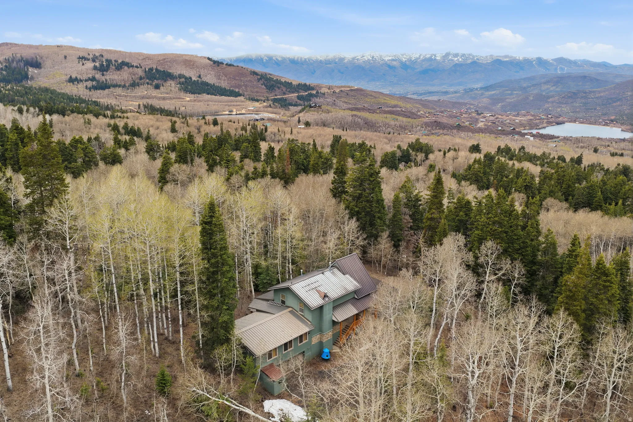 Aerial view of a mountainous background
