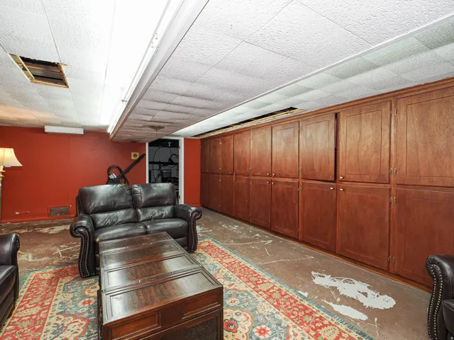 Living room with concrete floors