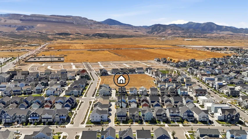 Aerial perspective showcasing a developing residential community