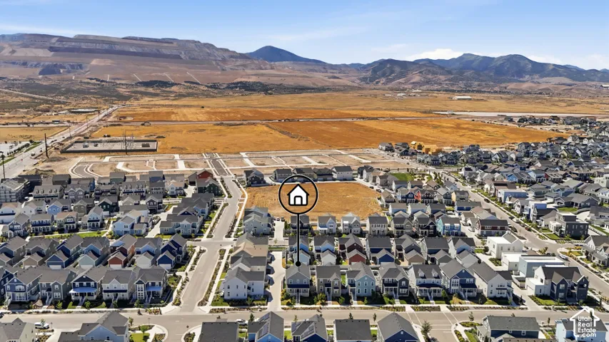 Aerial perspective showcasing a developing residential community