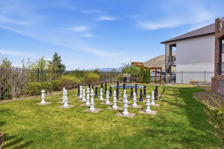 View of yard with a mountain view