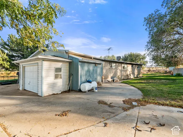 Garage with driveway