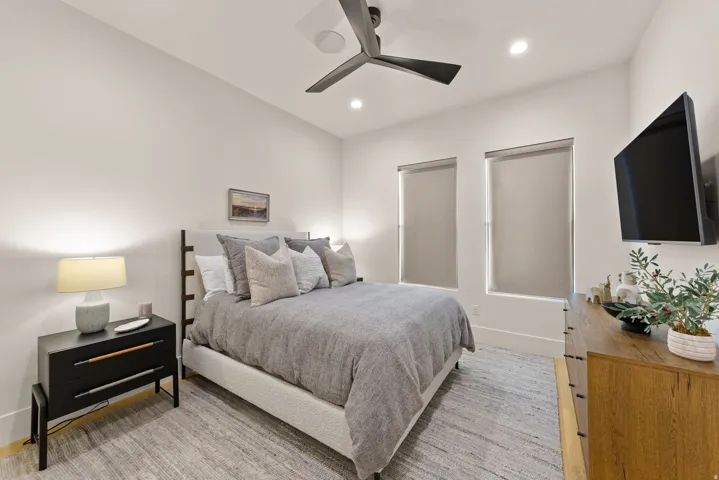 Bedroom featuring ceiling fan and recessed lighting