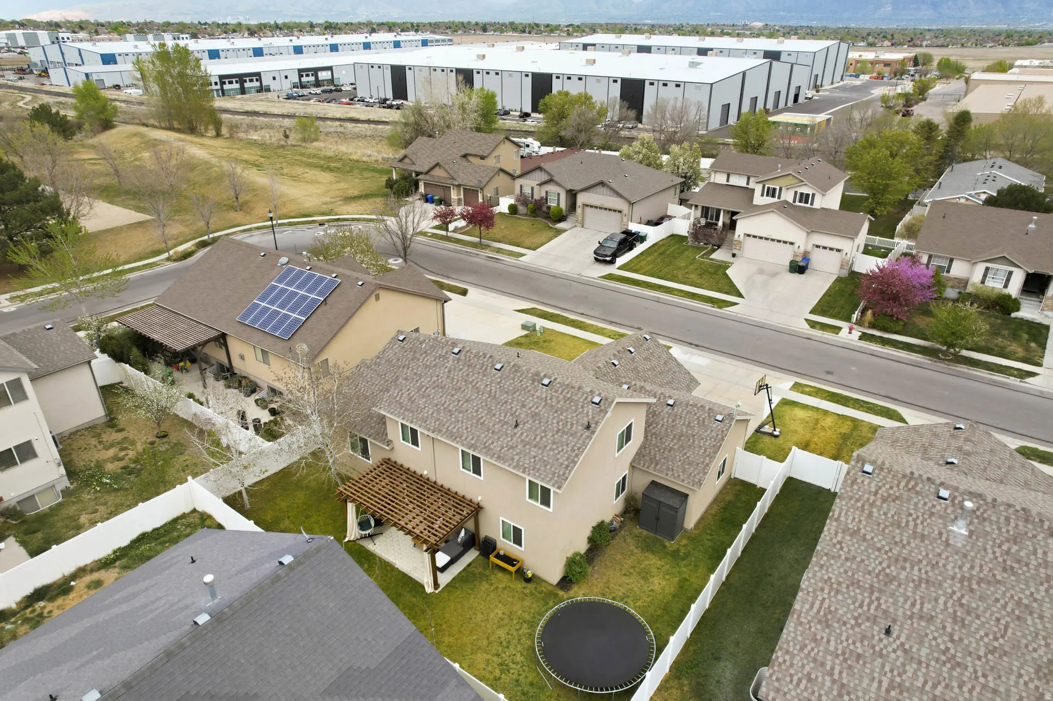 Aerial view of residential area