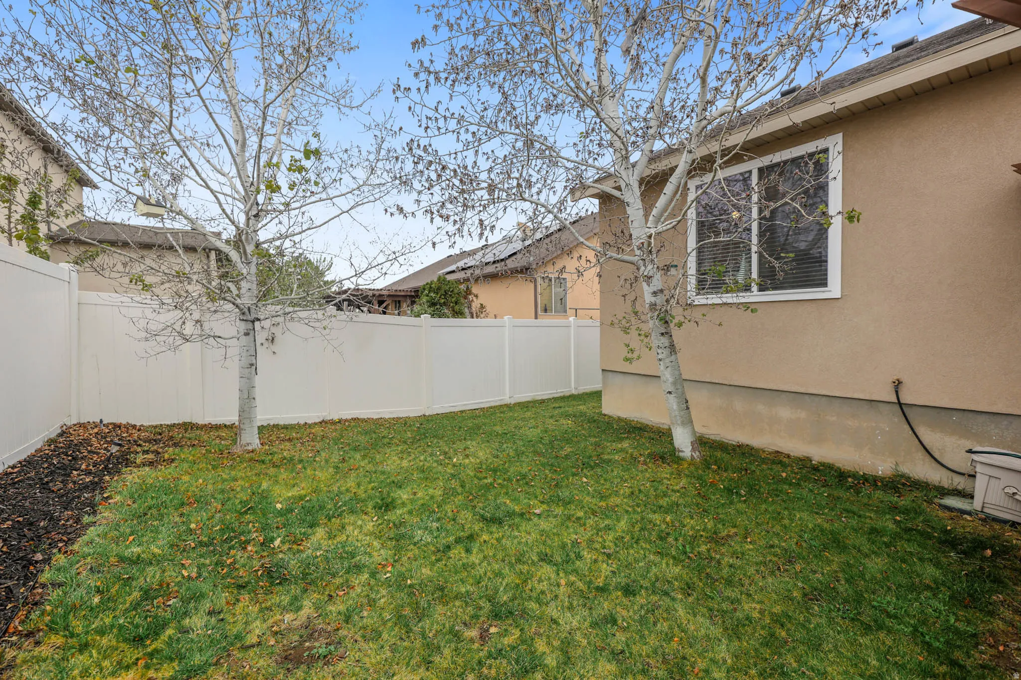 View of fenced backyard