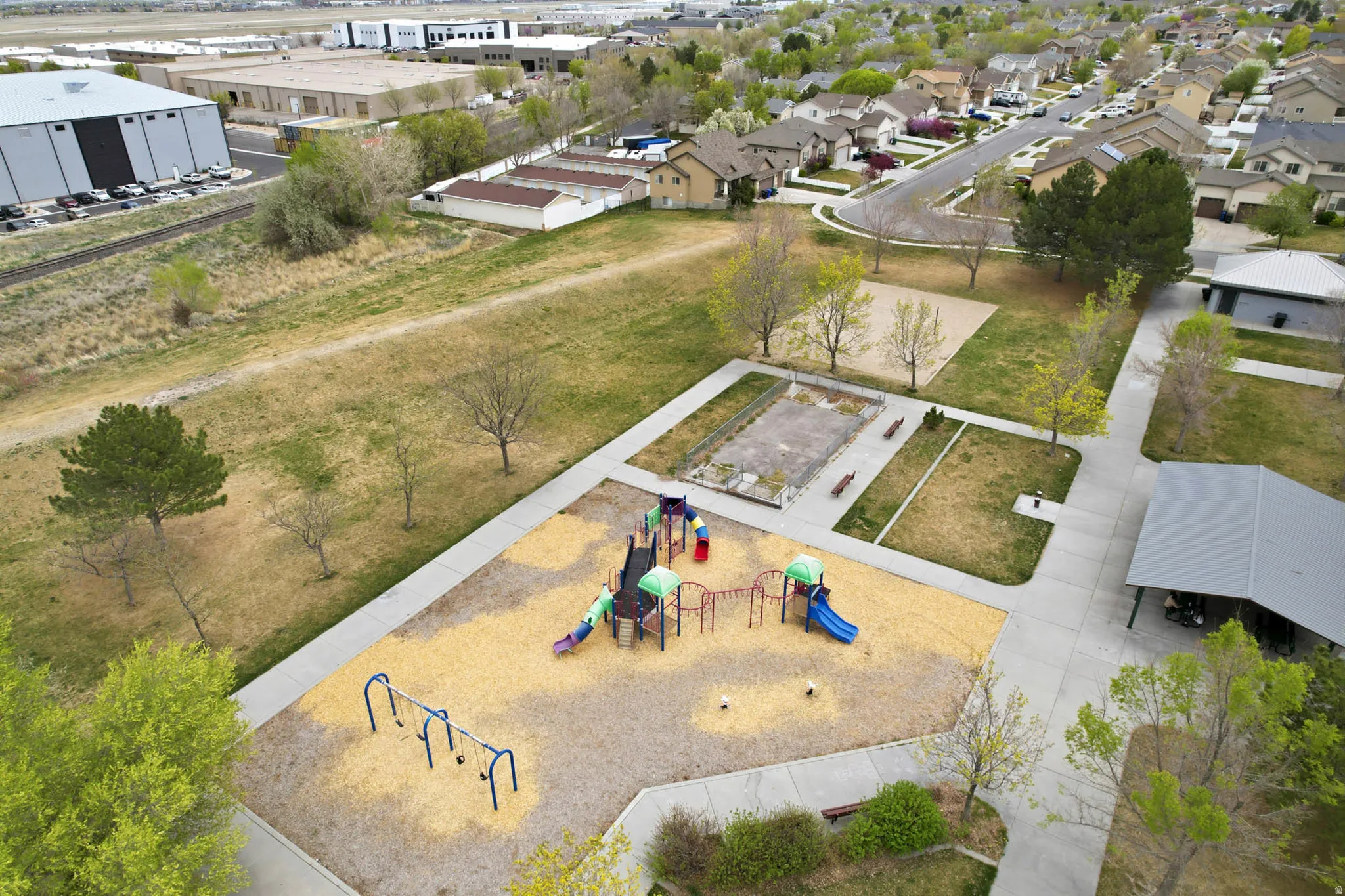 Bird's eye view of a community park