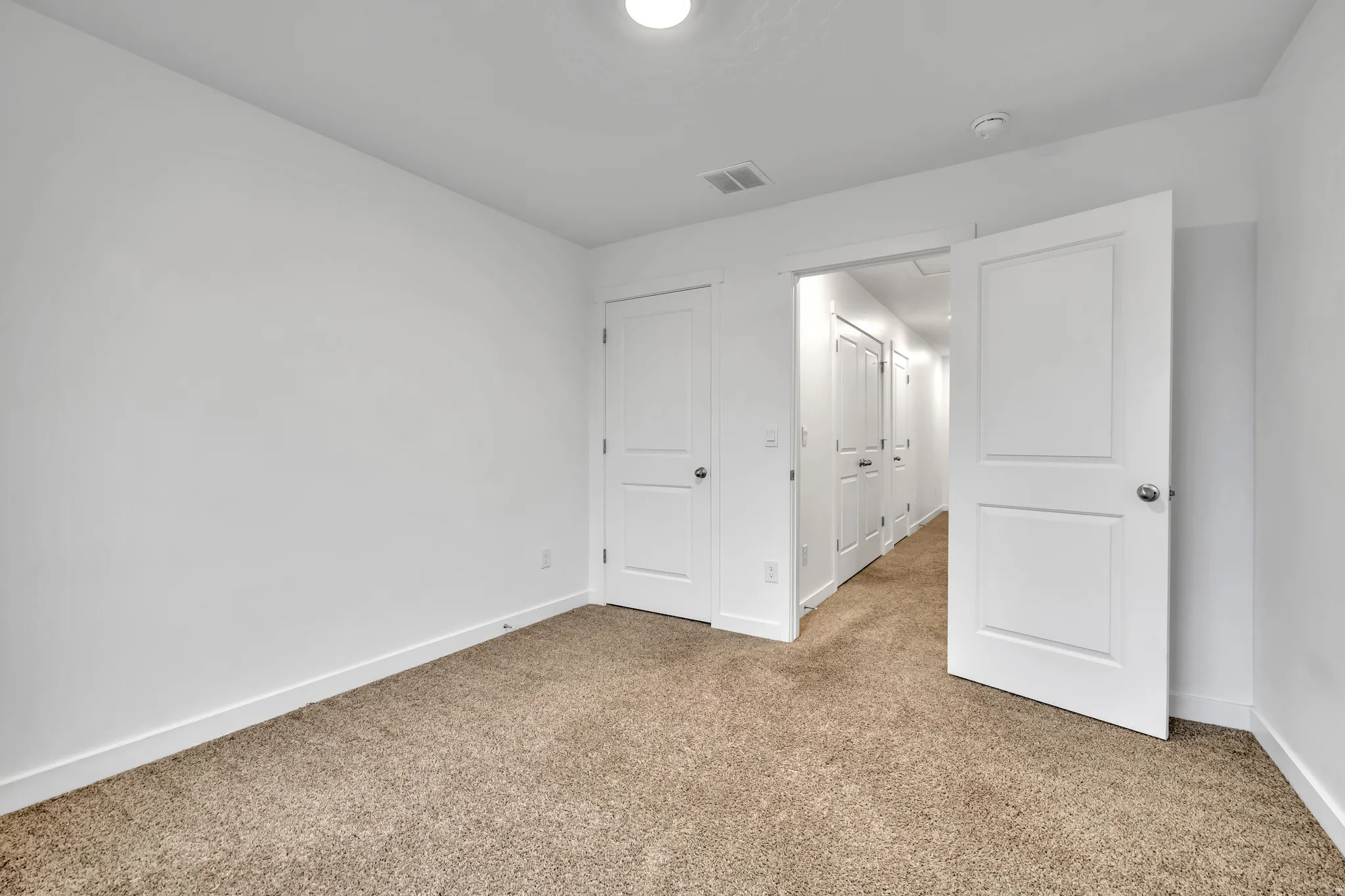 Bedroom 2 with carpet, baseboards, and walk-in closet