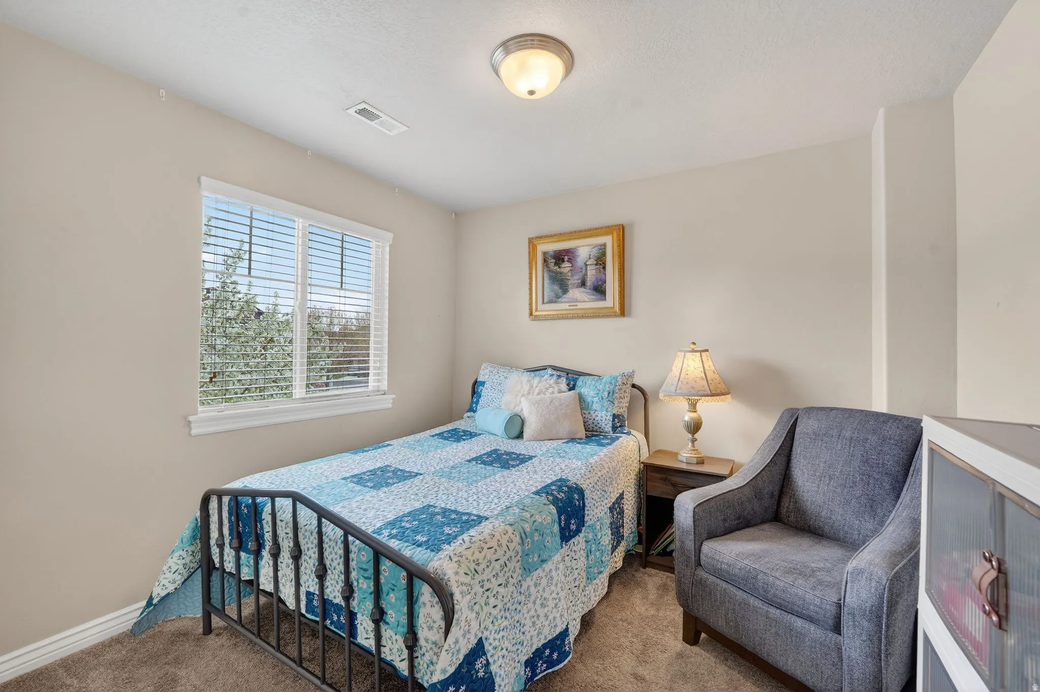 Bedroom with carpet floors