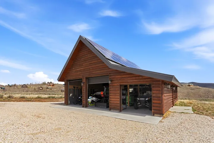 View of detached garage