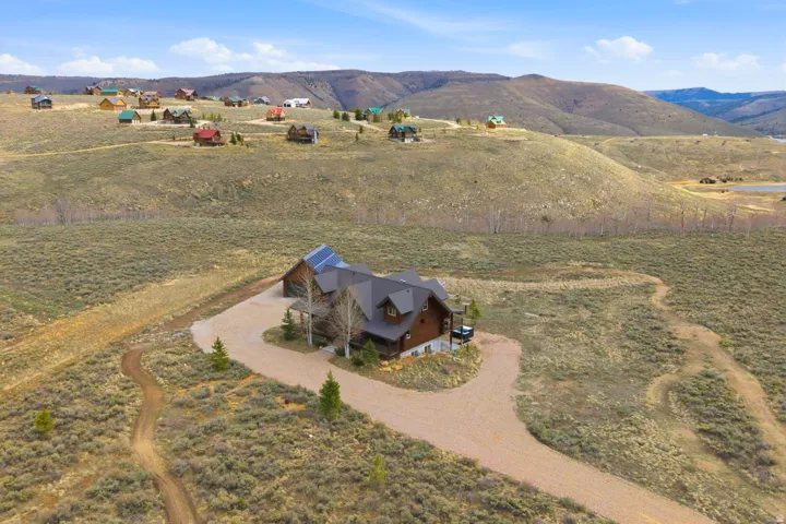 Aerial view of sparsely populated area featuring mountains