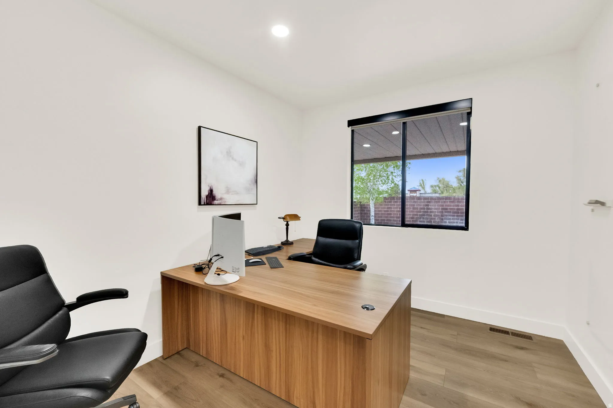 Office space with recessed lighting