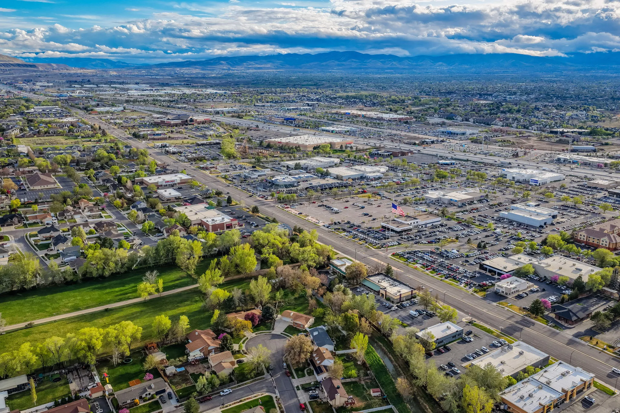 Bird's eye view of a mountain backdrop