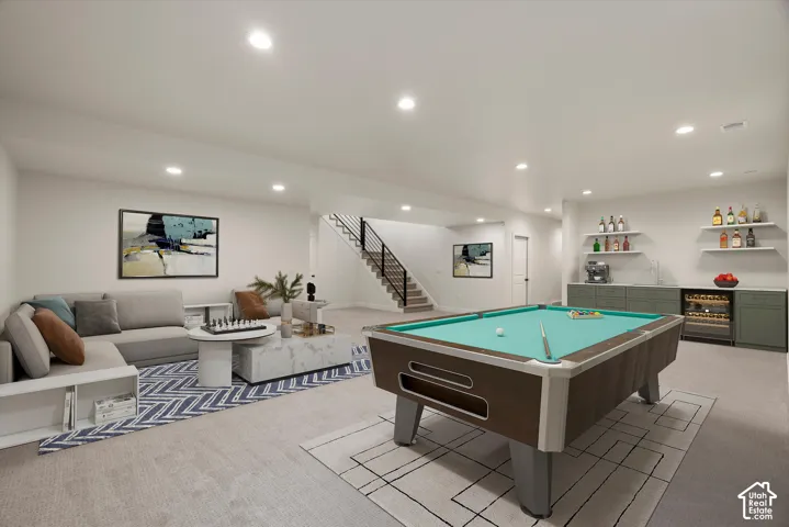 Staged Virtually, Wet bar is plumbed, not installed