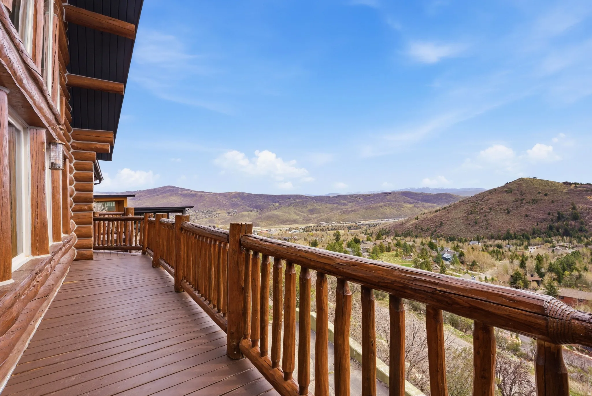Wooden terrace with a mountain view